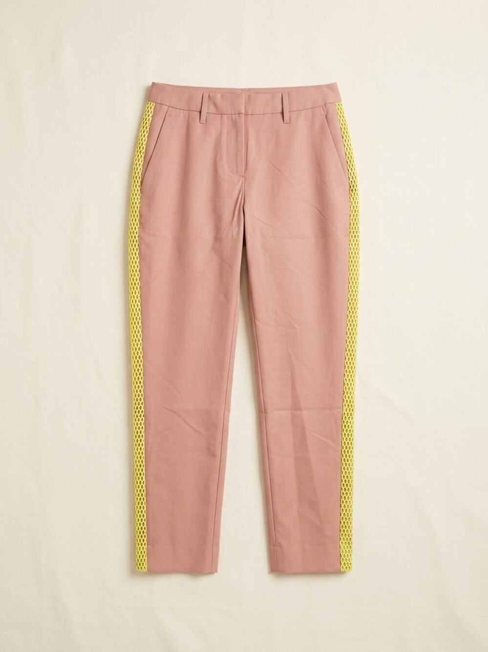 Wildfang The Empower Colorblock Slim Crop Pant Size 6 Neon Yellow Stripe